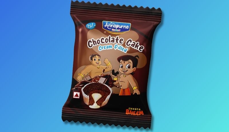 Cream Filled Chocolate cake Packet Design for Annapurna Swadisht