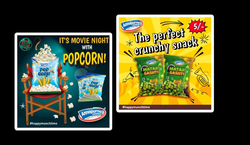 Popcorn and Matar Ghasti Advertising for Annapurna Swadisht