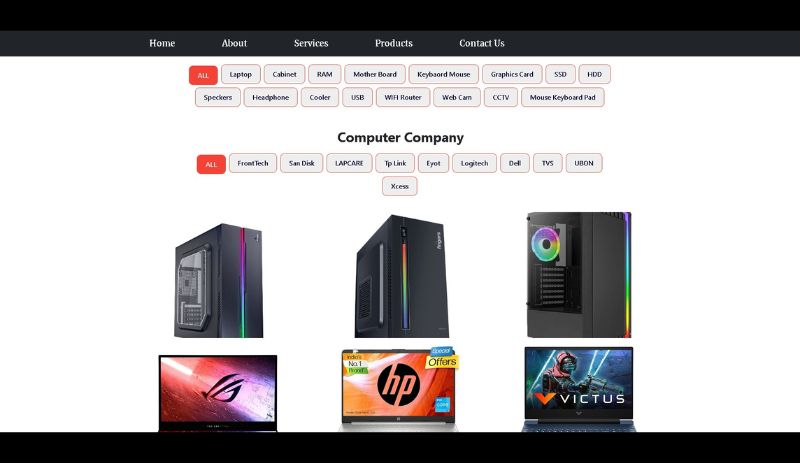 Image of the website design of ICube Learning showing e-commerce section
