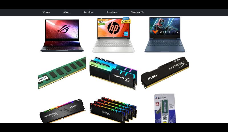 Image of the website design of ICube Learning showing e-commerce section