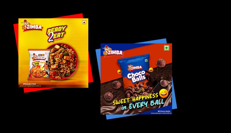 Posters of Zimba's Ready to Eat Chicken Tango Noodles and Choco balls